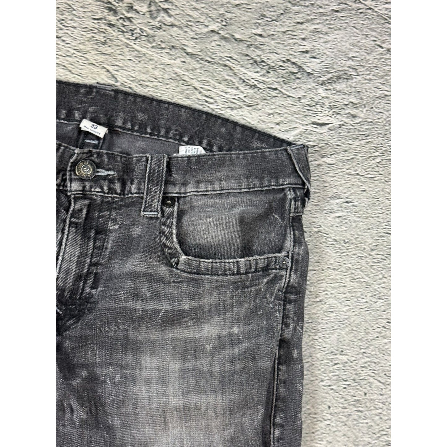 True Religion washed grey dark black jeans straight