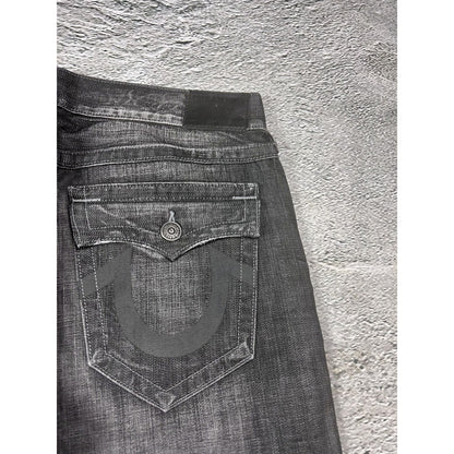 True Religion black dark grey jeans geno reflective