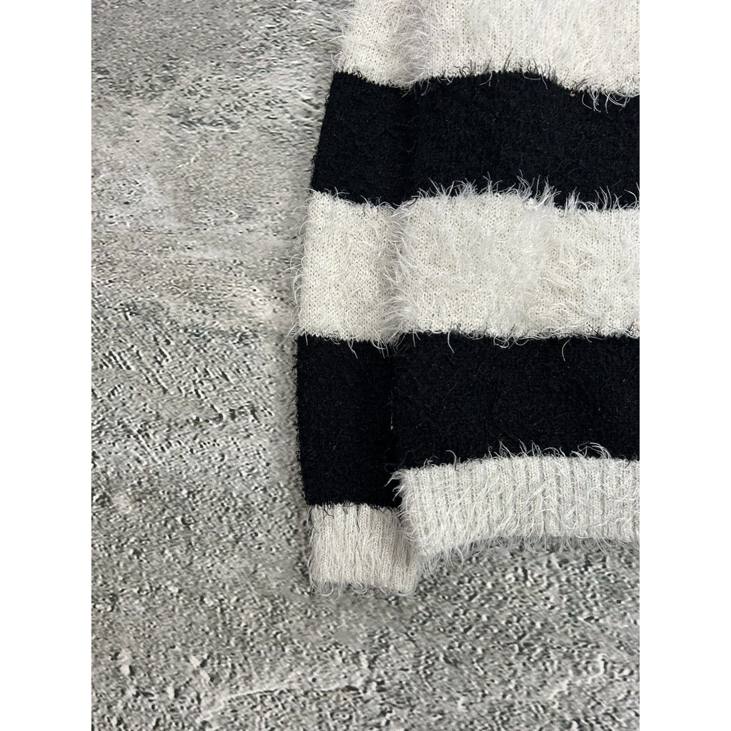 Milk Copenhagen Mohair Sweater Striped Black White Hairy