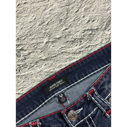 True Religion jeans skinny rhinestones red white stitch