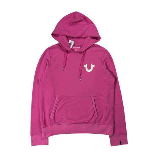 True Religion hoodie pink big logo white horseshoe vintage