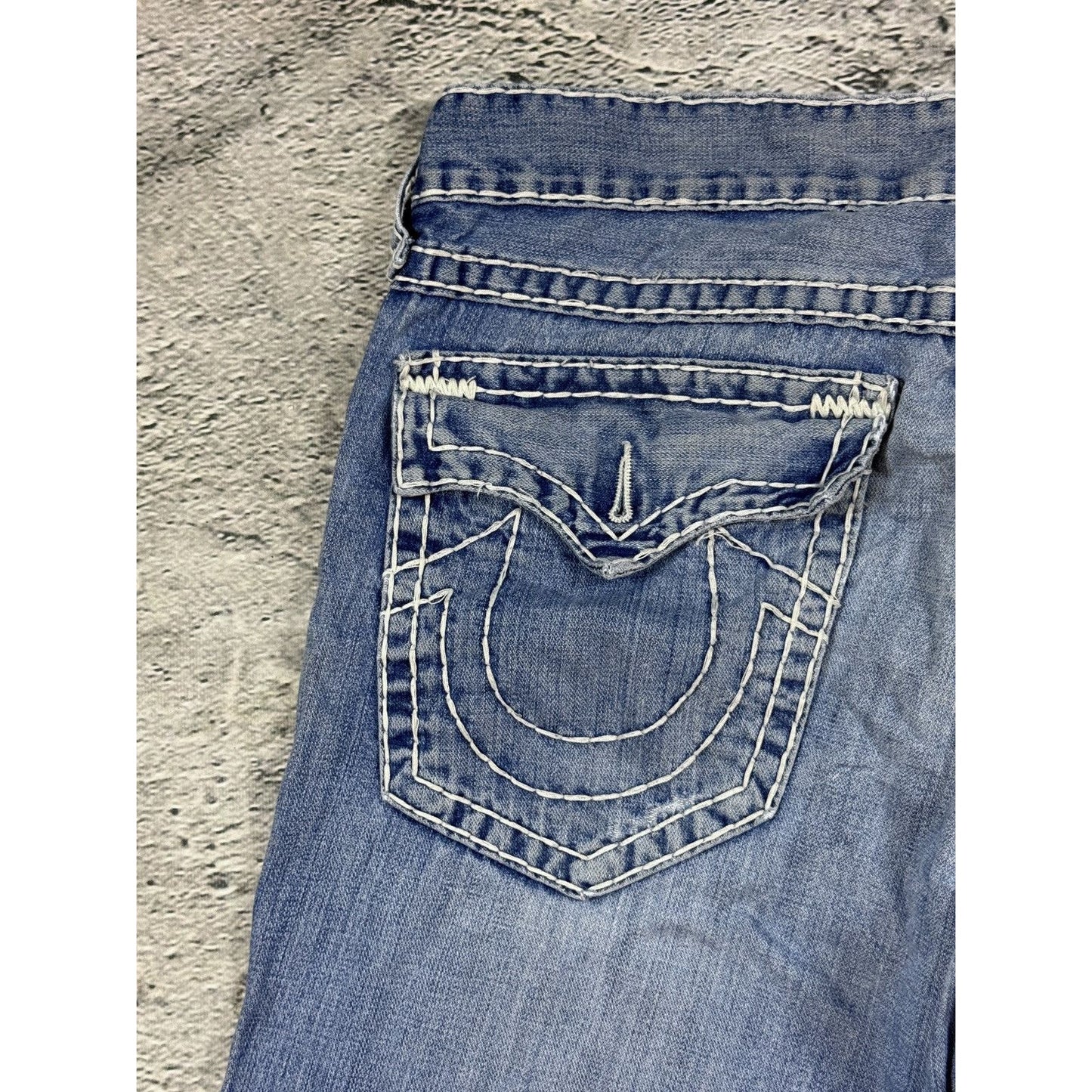 True Religion blue jeans white stitching Y2K Ricky