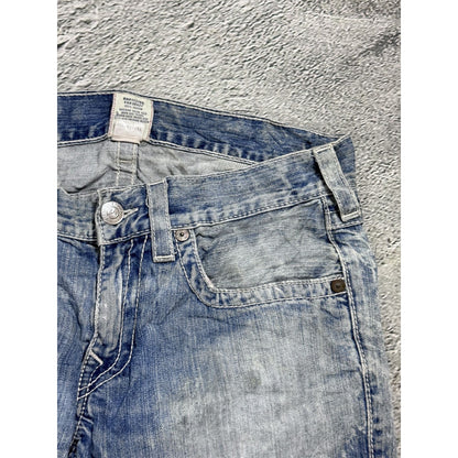 True Religion jeans washed denim white rope stitching