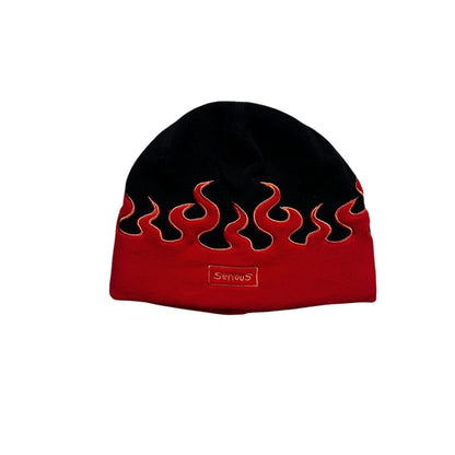 Flames beanie Y2K red black fire