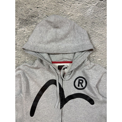 Evisu zip hoodie white grey vintage big logo Y2K