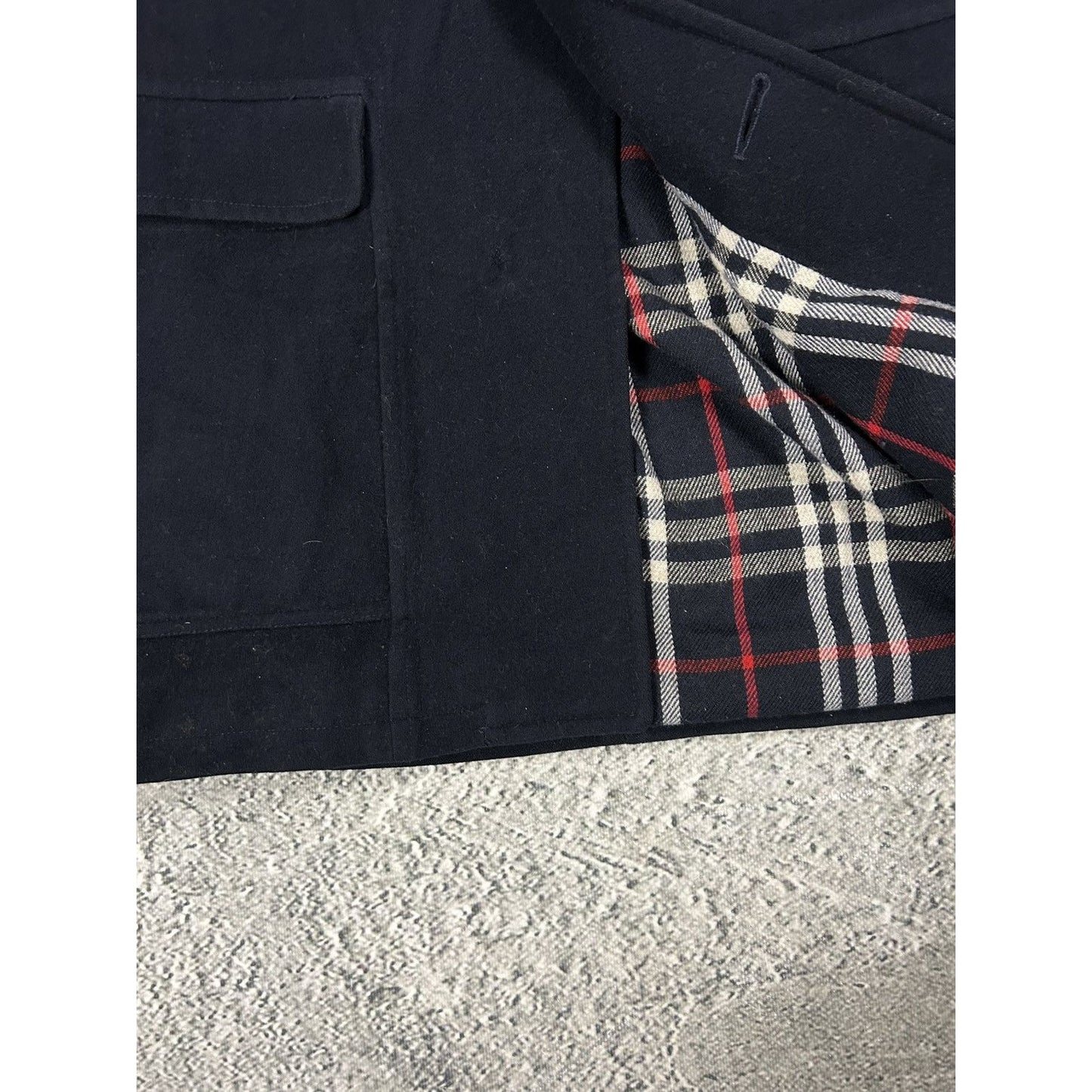 Burberrys coat navy vintage nova check Burberry wool