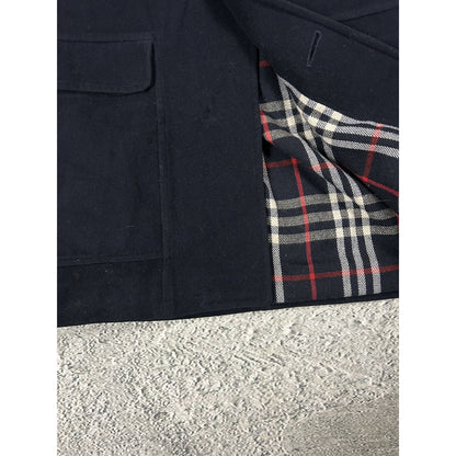 Burberrys coat navy vintage nova check Burberry wool