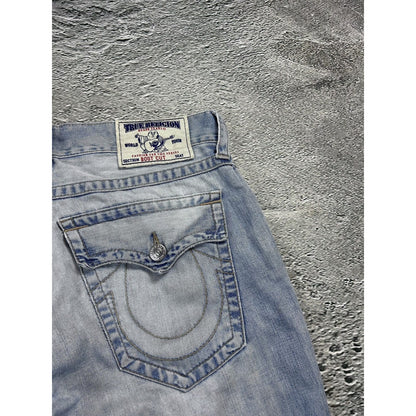 True Religion baby blue jeans contrast stitching straight