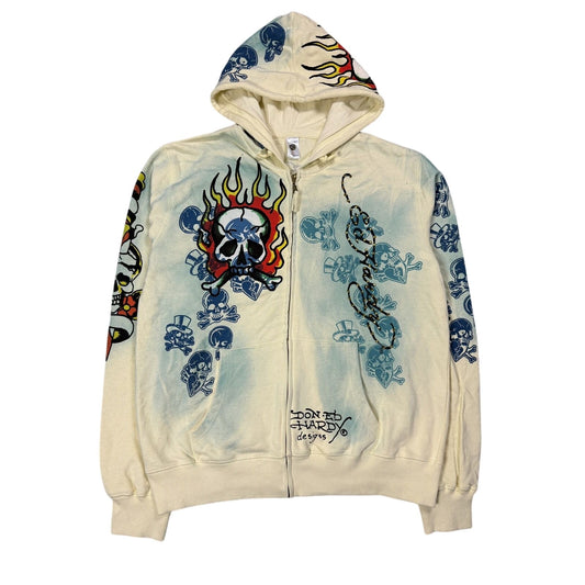 Ed Hardy zip hoodie yellow vintage Y2K Christian Audigier