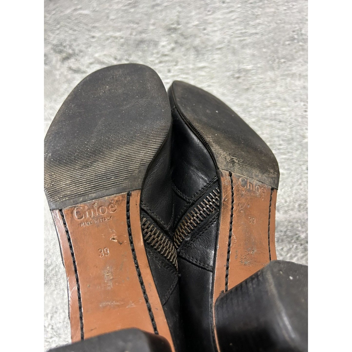 Chloe Lexie Shoes Leather Heels Zipper Boots