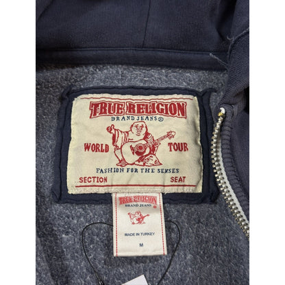 True Religion zip hoodie vintage navy contrast stitching Y2K