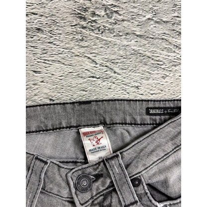 True Religion jeans grey black thick stitching flared Billy
