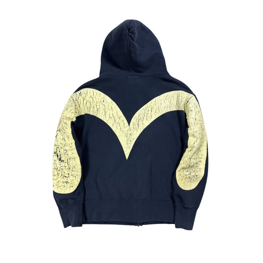 Evisu zip hoodie navy vintage daicock big logo white
