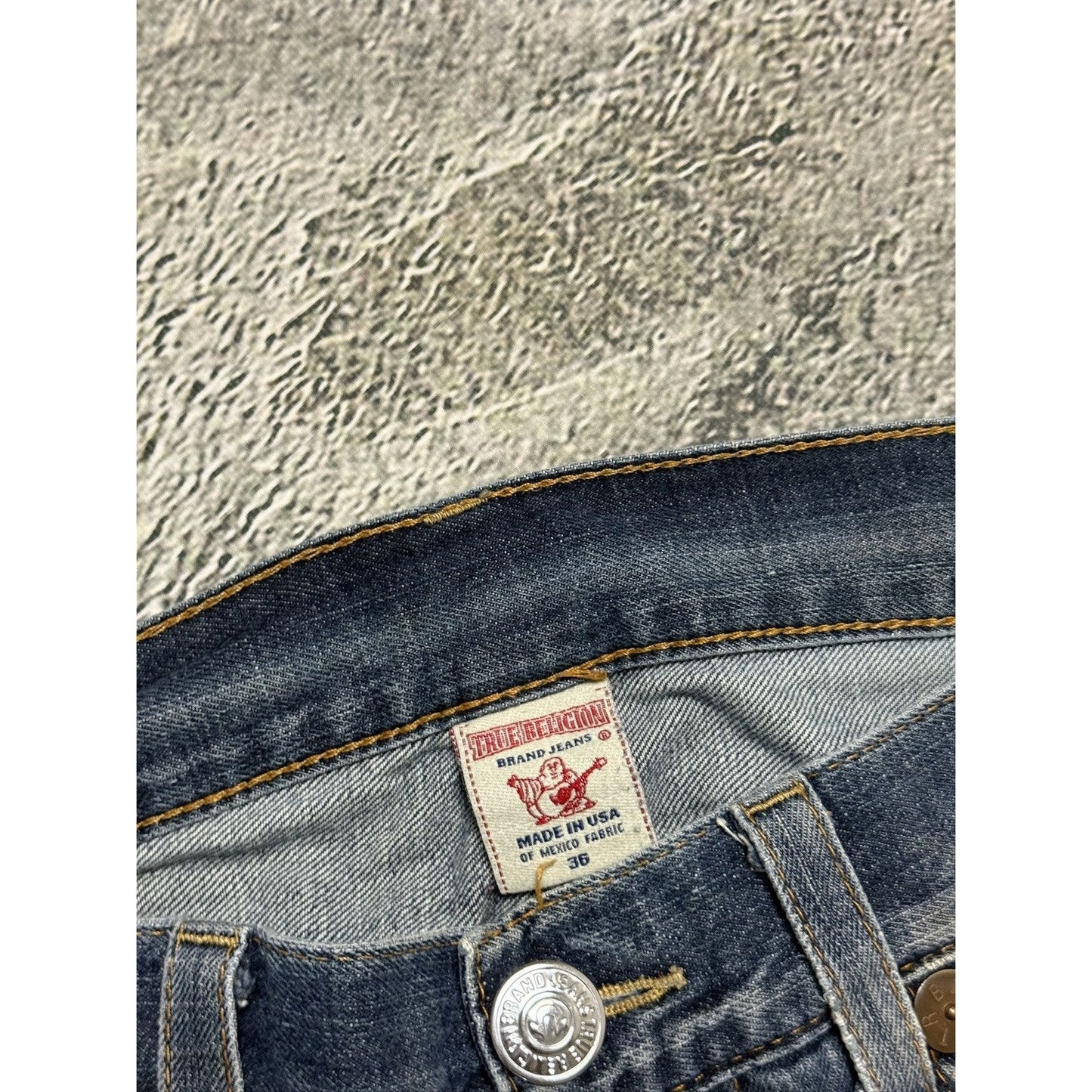 True Religion vintage blue jeans big logo Red painted