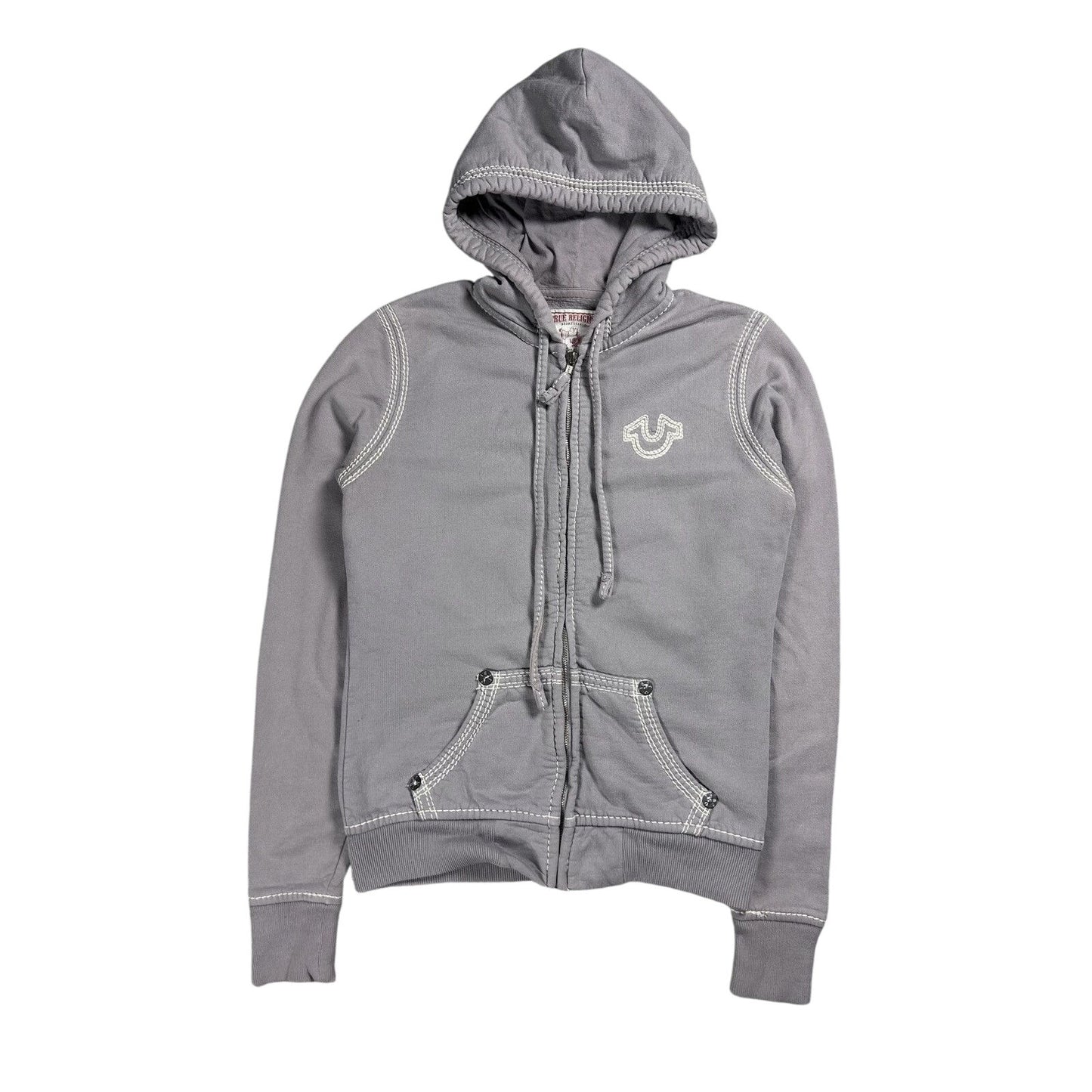 True Religion vintage purple grey zip hoodie thick stitching