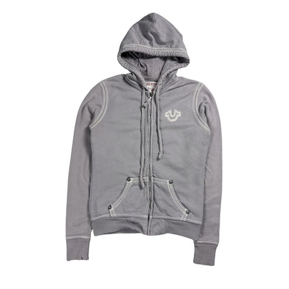 True Religion vintage purple grey zip hoodie thick stitching