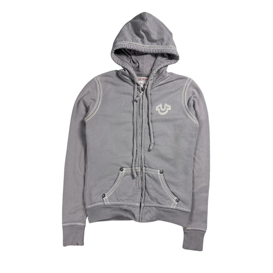 True Religion vintage purple grey zip hoodie thick stitching