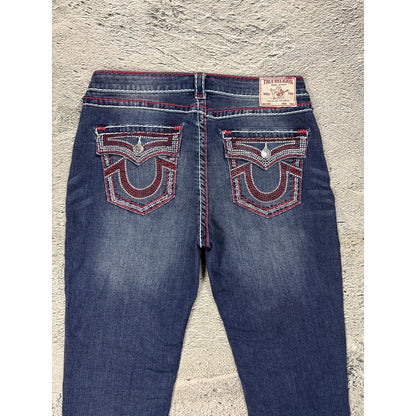 True Religion jeans skinny rhinestones red white stitch