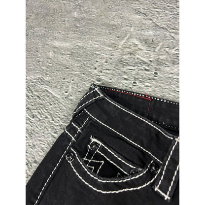 True Religion black Bootcut jeans white stitching Becca