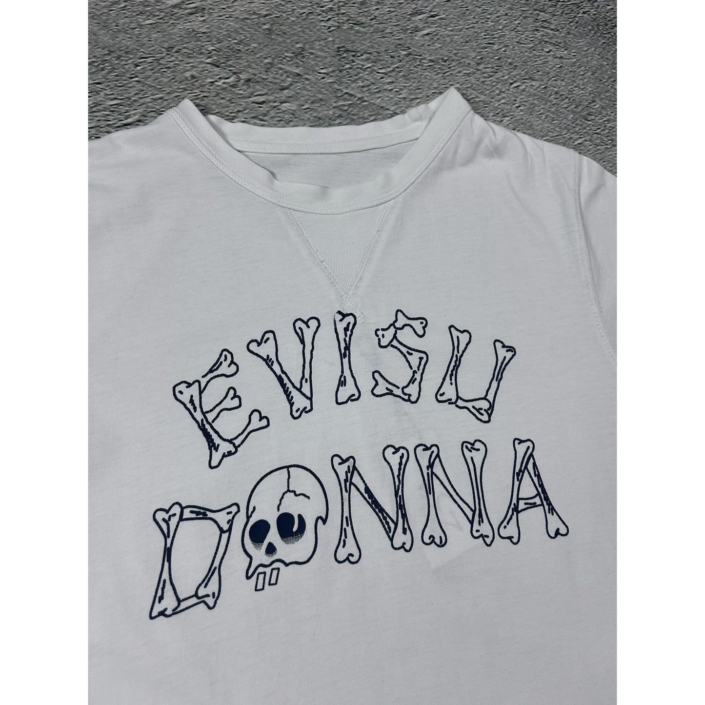 Evisu T-shirt big logo skull white Y2K Donna