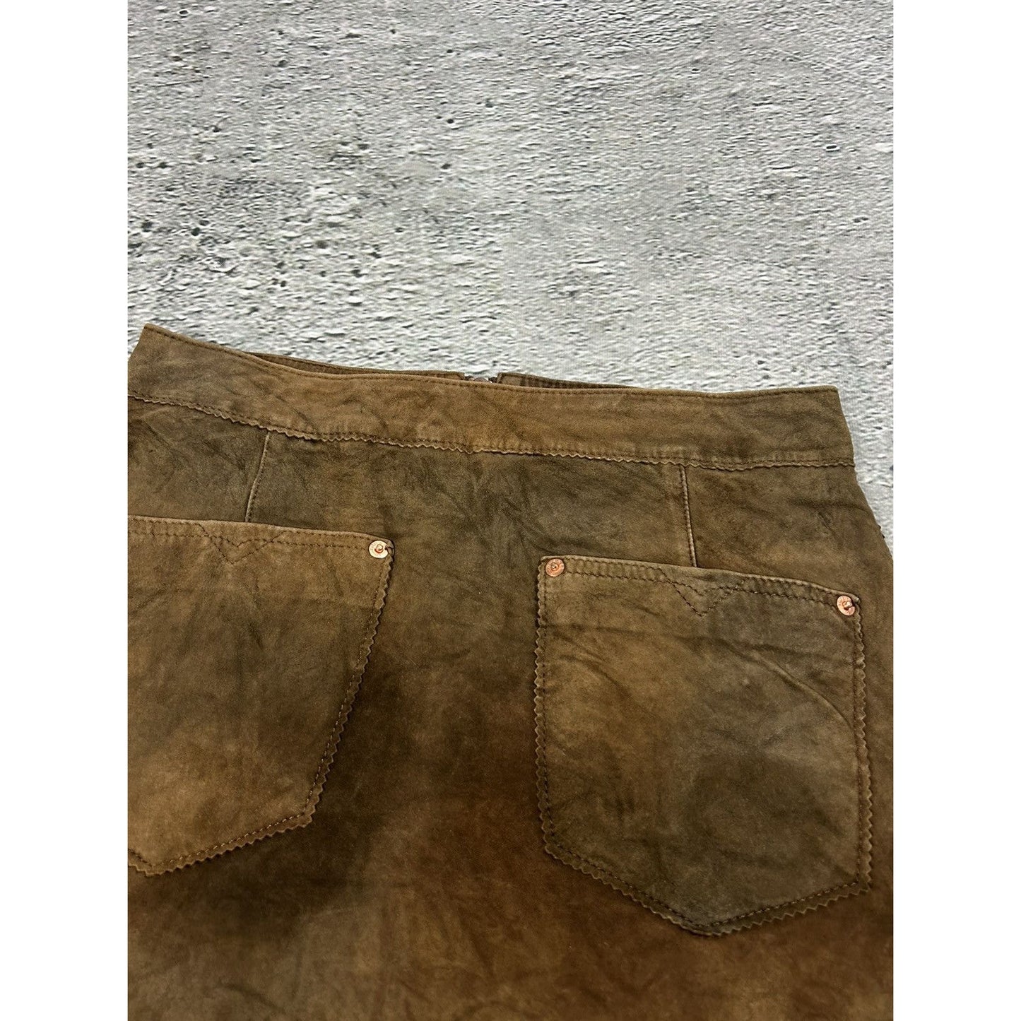 Diesel leather mini skirt goatskin brown Y2K avantgarde