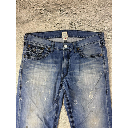 True Religion blue jeans black thick stitching Y2K Relaxed