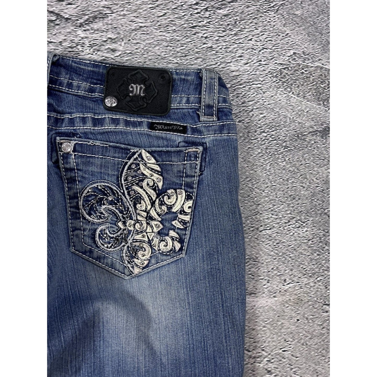 Miss Me rhinestone glitter jeans Y2K flared