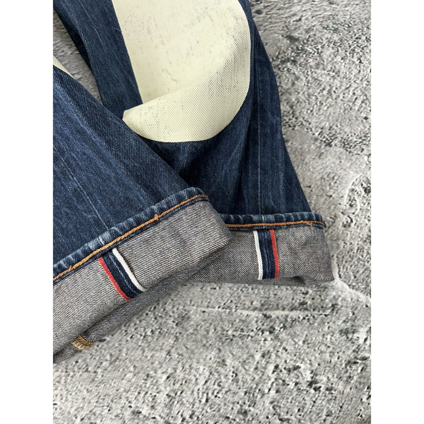 Evisu jeans daicock big logo white selvedge denim