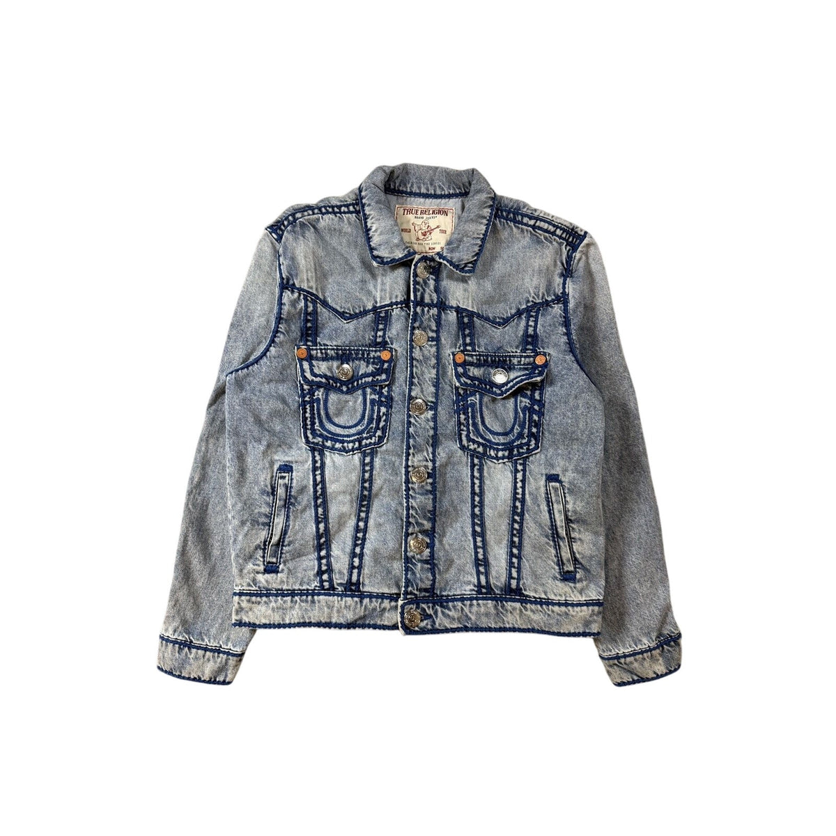 True Religion denim jacket trucker washed blue rope stitch