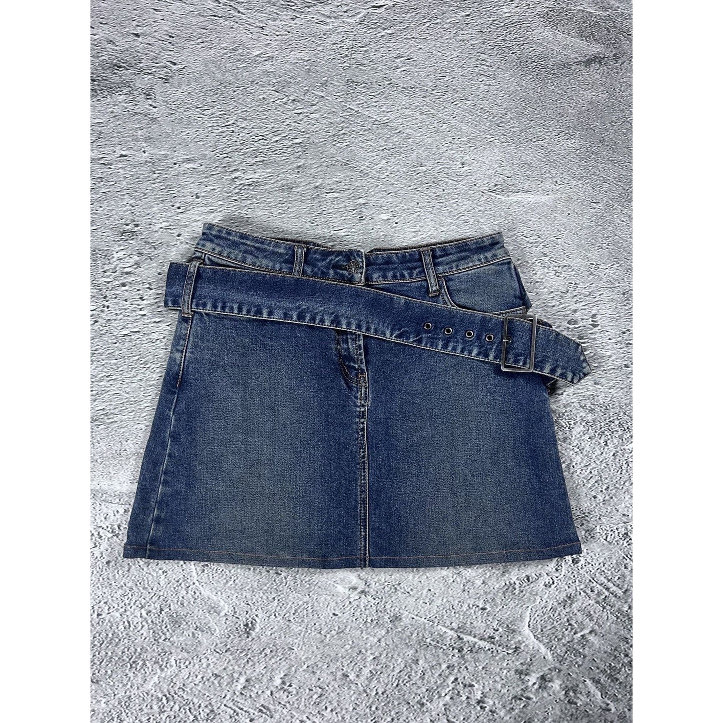 Evisu Donna vintage navy blue skirt seagulls Y2K