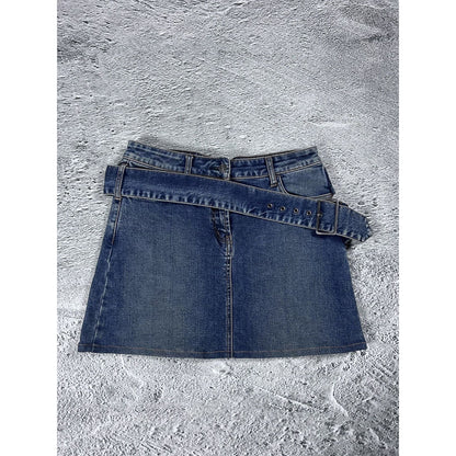 Evisu Donna vintage navy blue skirt seagulls Y2K