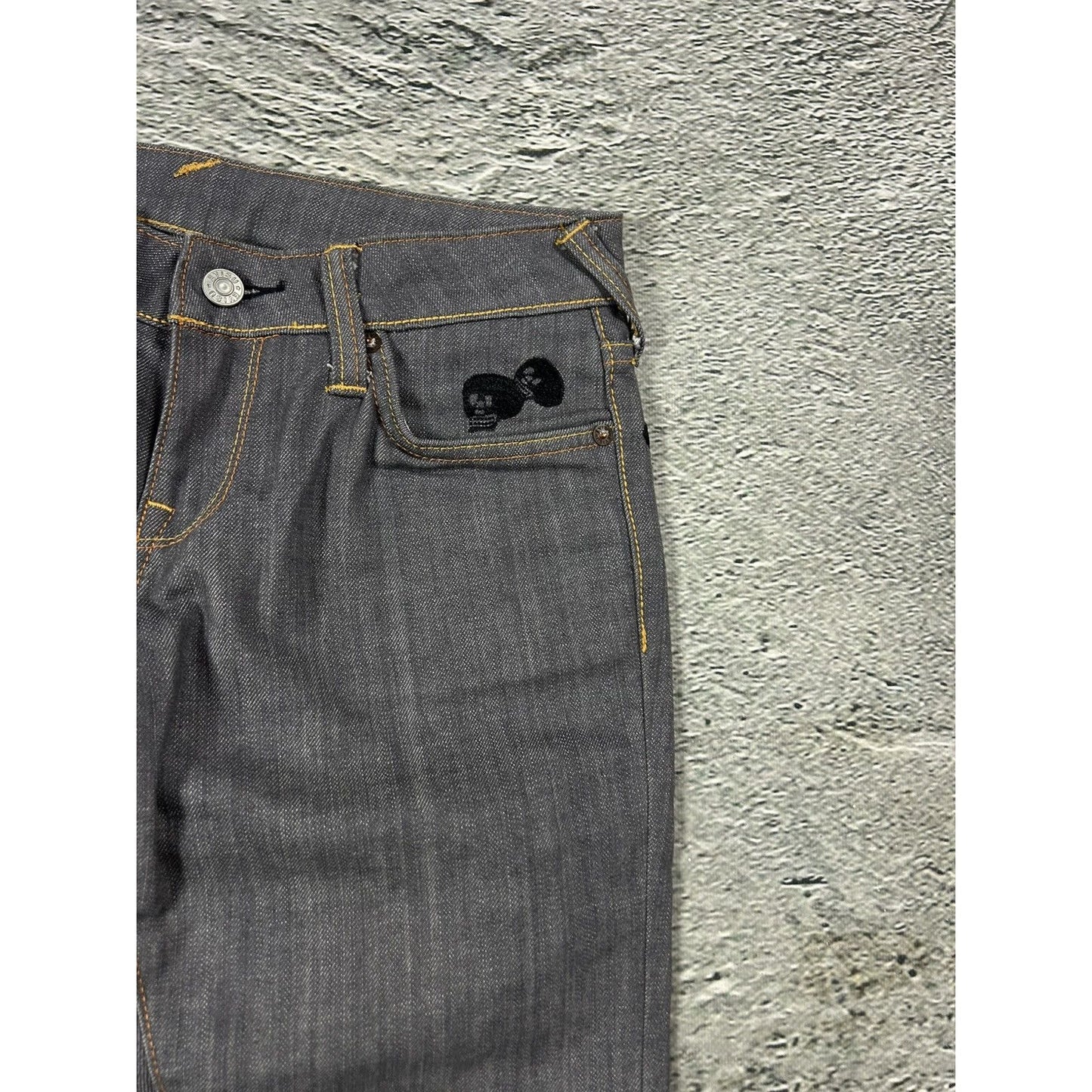 Evisu vintage daicock skull logo grey jeans black