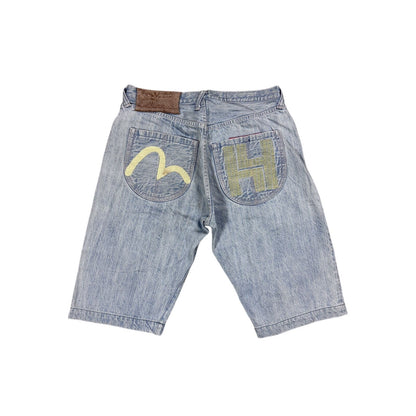 Evisu Yamane jorts light blue Y2K shorts denim white gull