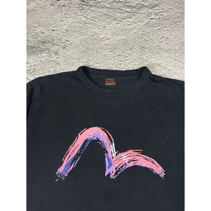 Evisu t-shirt vintage big logo seagull EU ED black pink