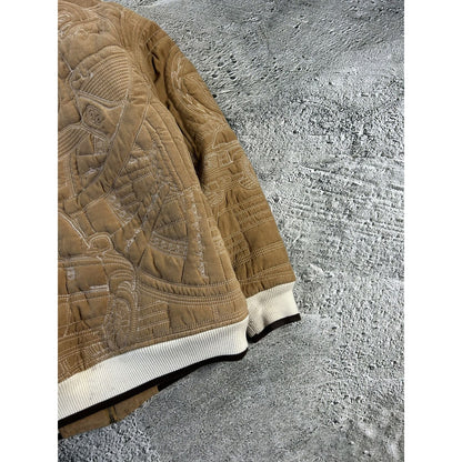 Pelle Pelle jacket big logo 90s brown bomber varsity quilted