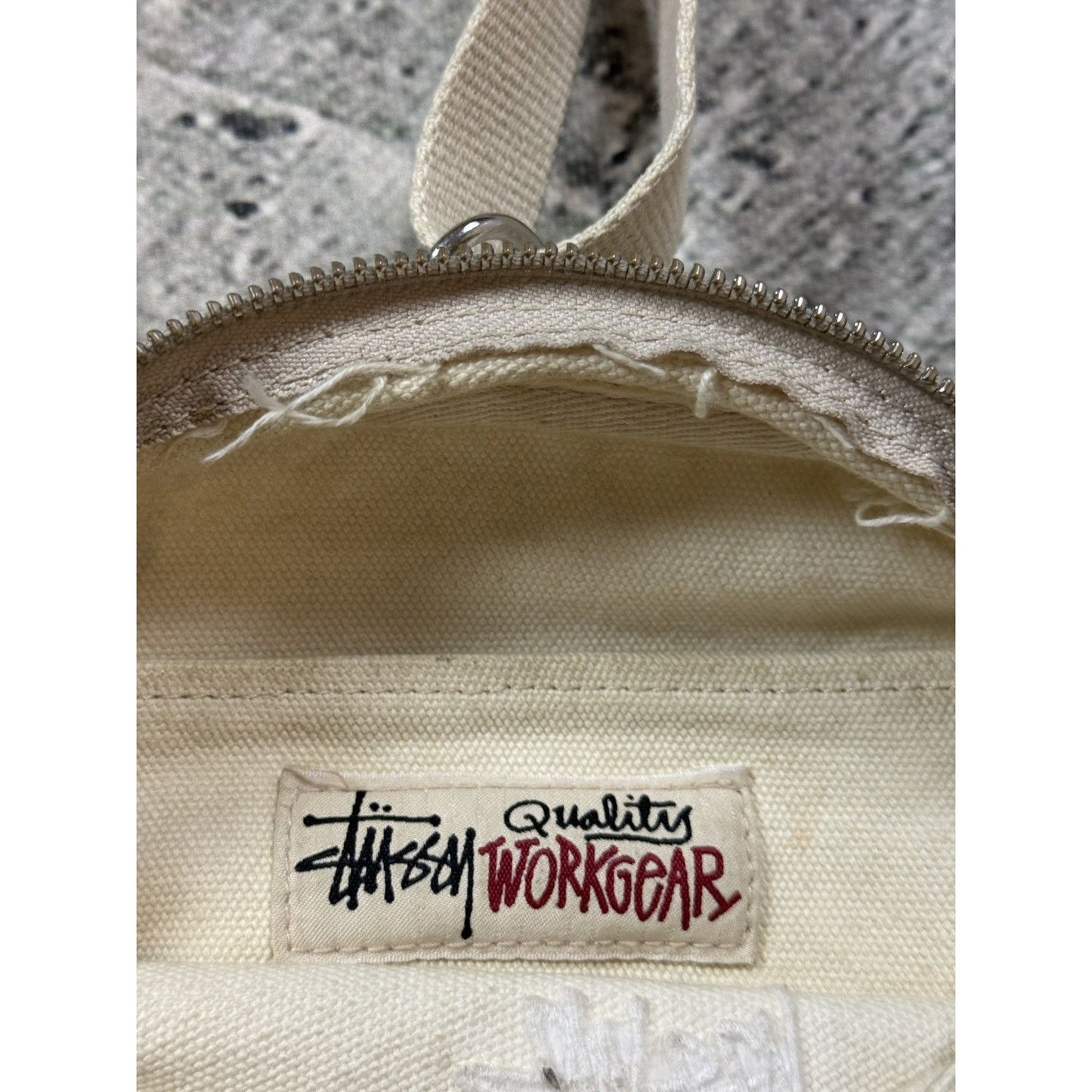 Stussy shoulder bag cream white embriodered