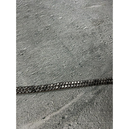 Vintage studded leather belt thin black silver Y2K swag