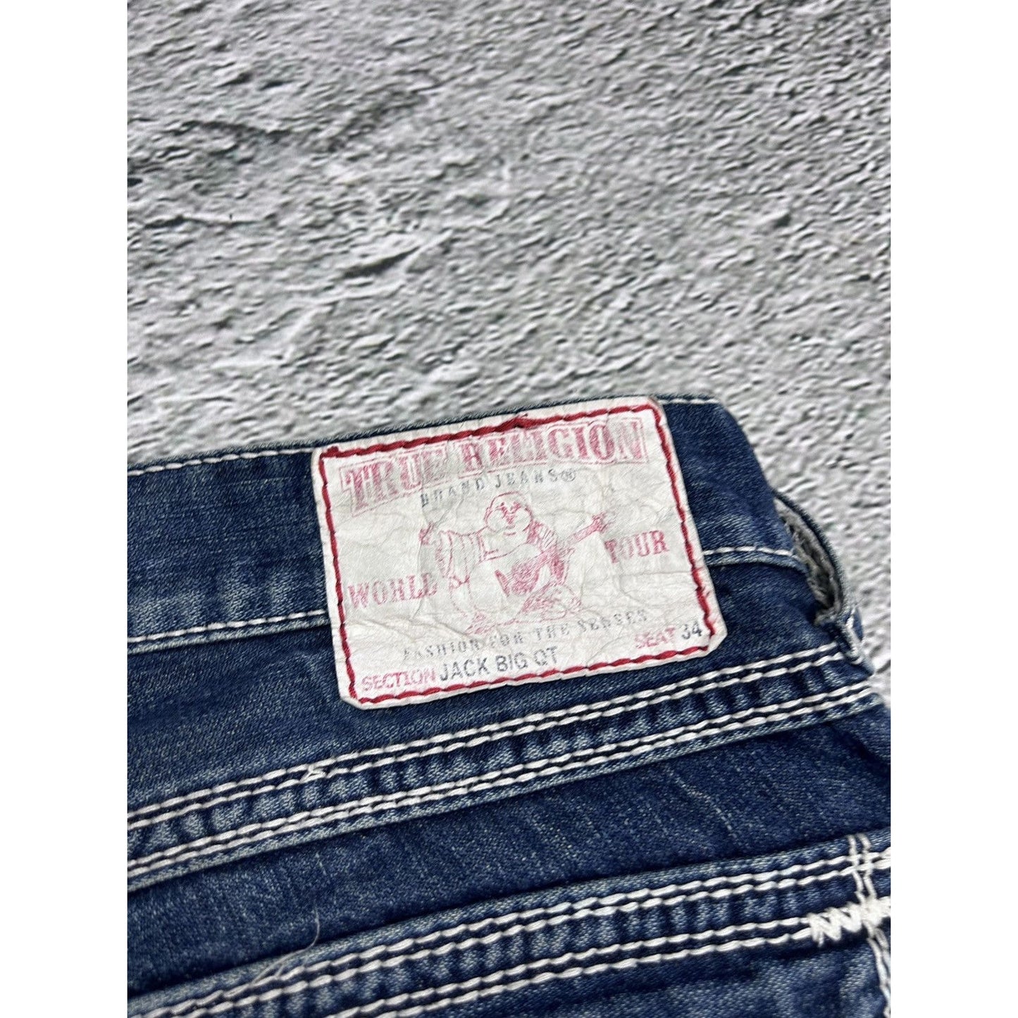 True Religion blue jeans white thick stitching Jack Big QT