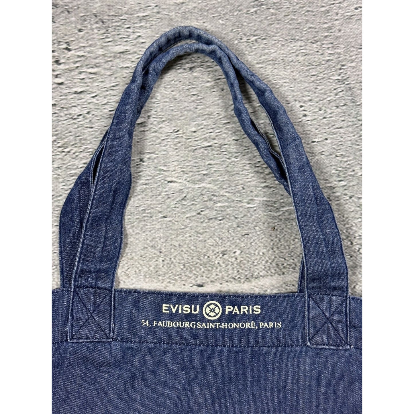 Evisu Tote bag blue big logo seagull white Paris vintsge