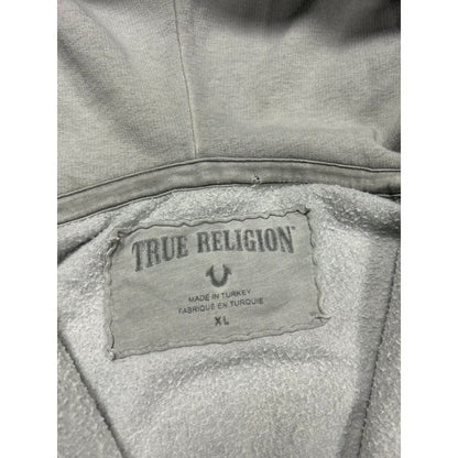 True Religion vintage grey zip hoodie big logo skull Y2K