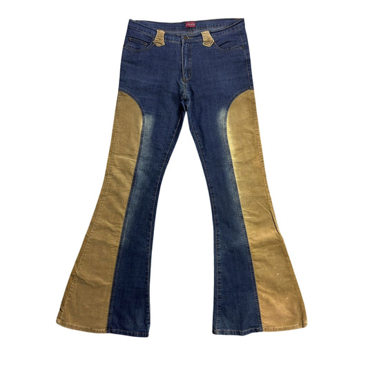 Y2K jeans flared bootcut corduroy navy beige
