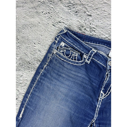 True Religion blue jeans white thick stitching skinny