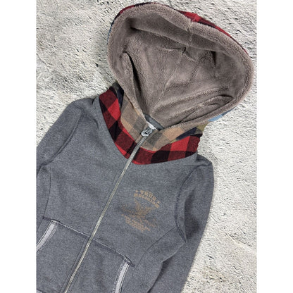 True Religion zip hoodie gray patchwork studded