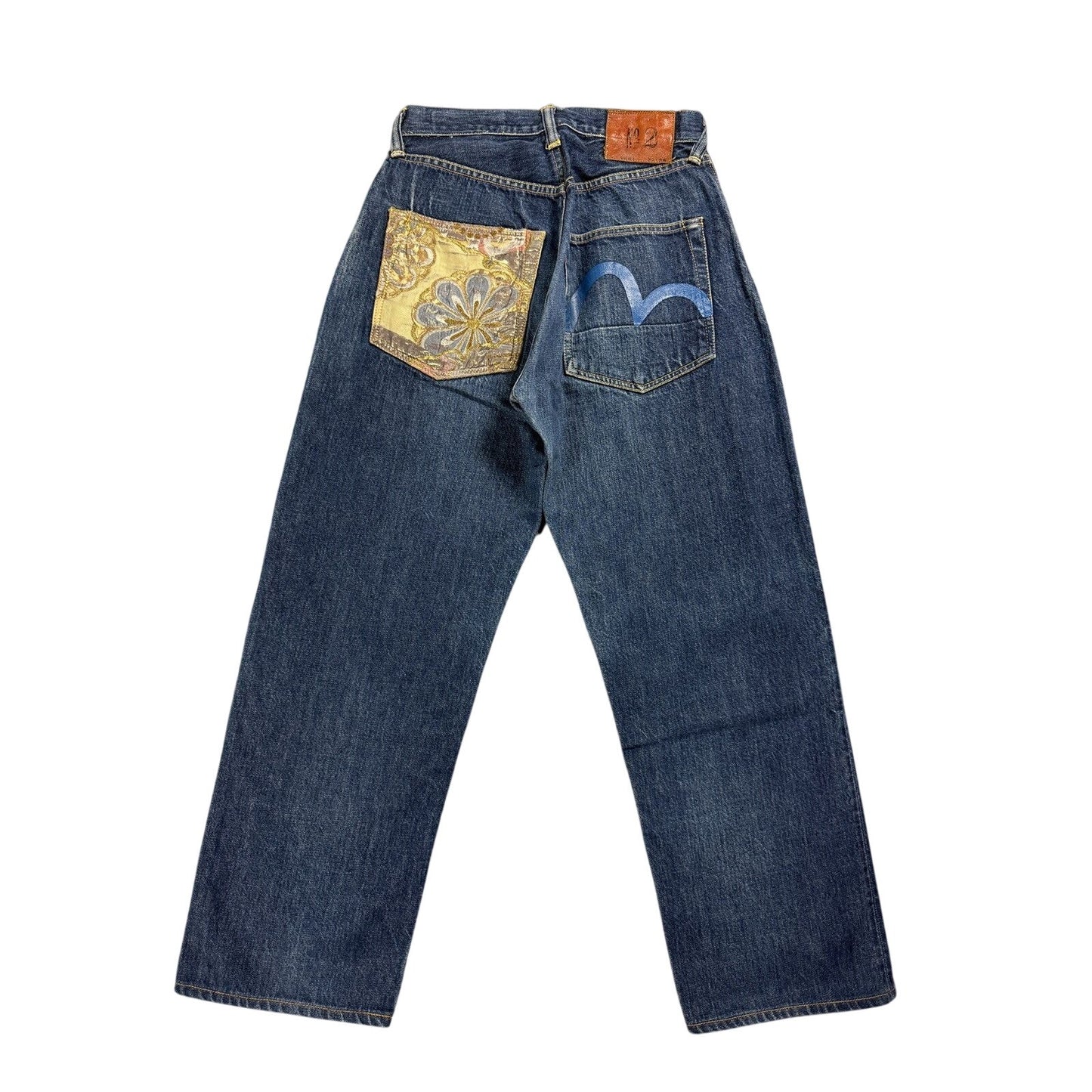 Evisu jeans vintage seagull logo blue selvedge denim gold