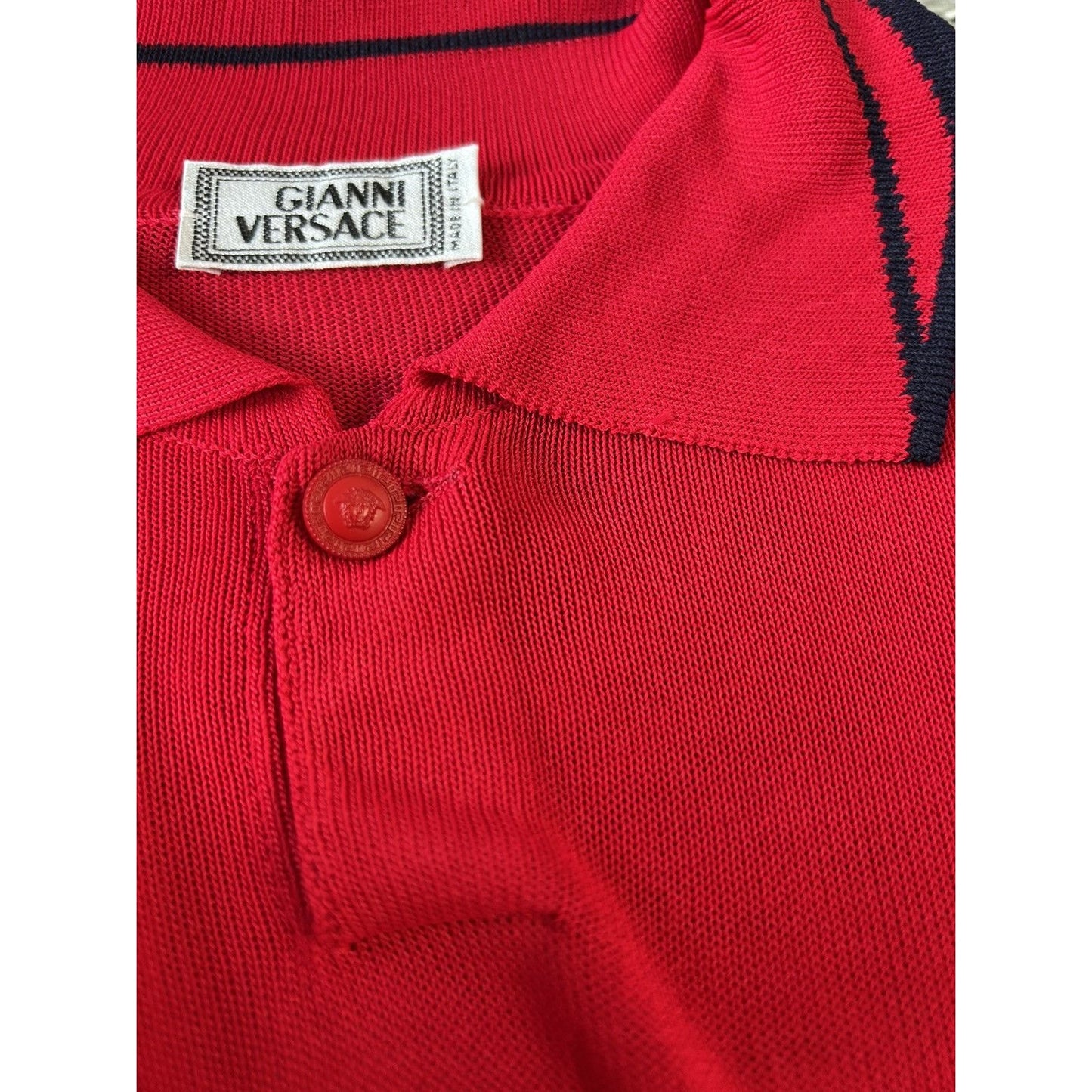 Gianni Versace mesh polo t-shirt red vintage