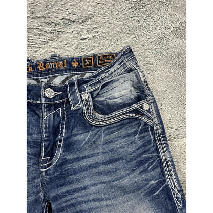 Rock Revival vintage jeans blue white stitching Y2K