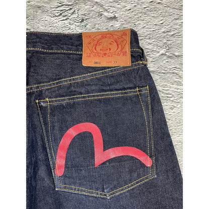 Evisu jeans red logo selvedge navy denim vintage