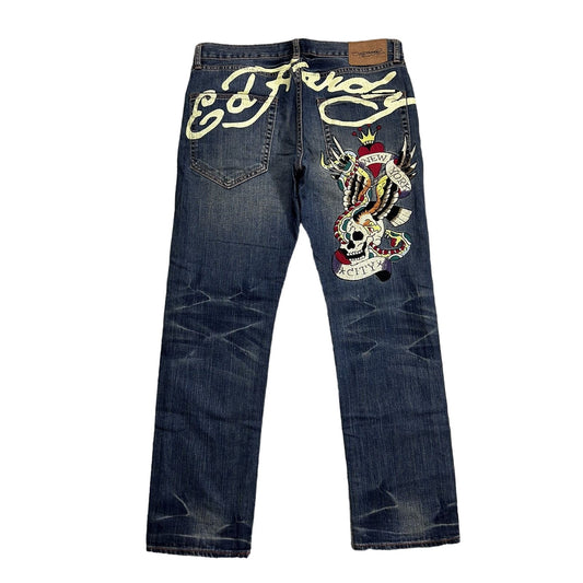 Ed Hardy Christian Audigier vintage jeans big logo pants