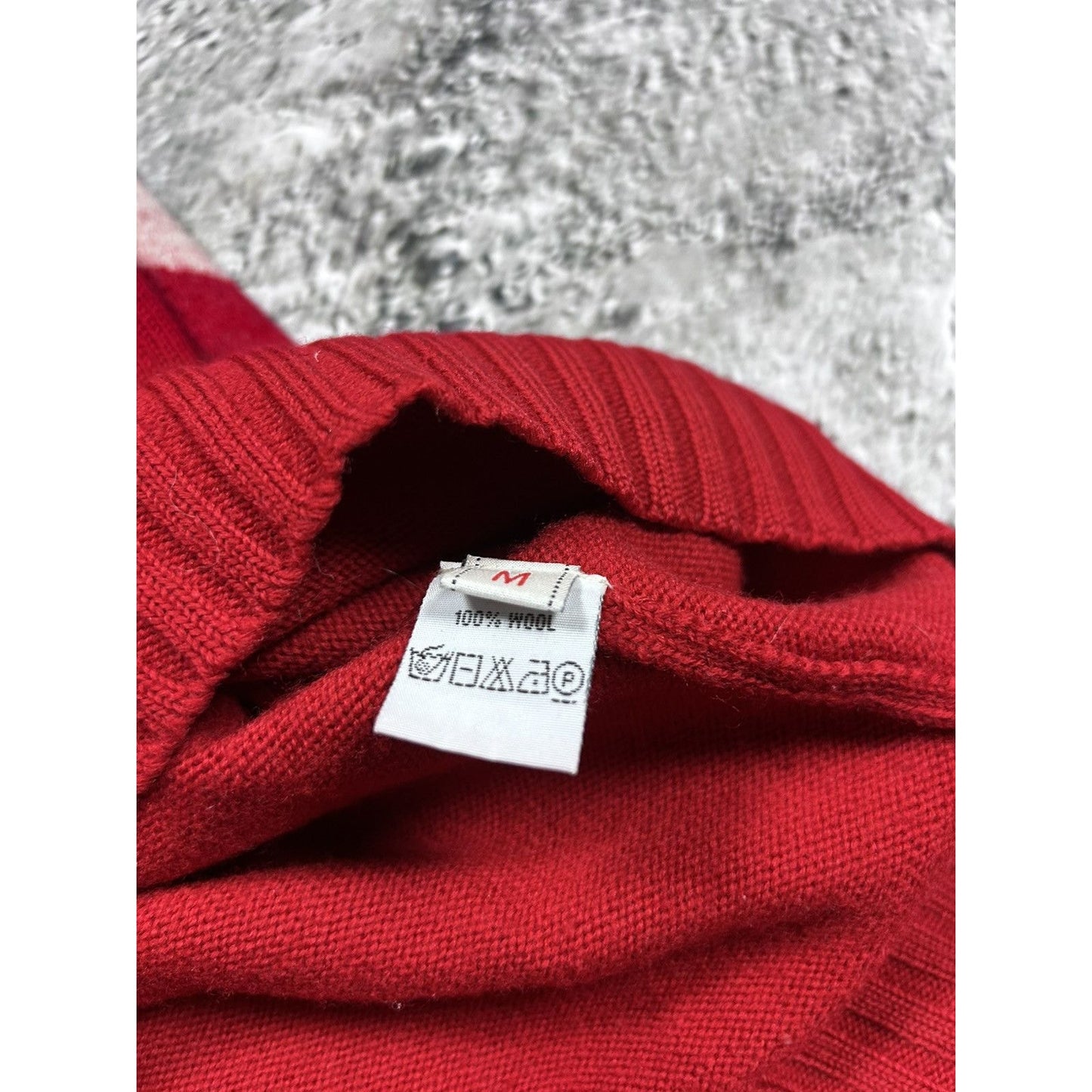 Evisu sweater wool vintage red knit face logo on sleeves