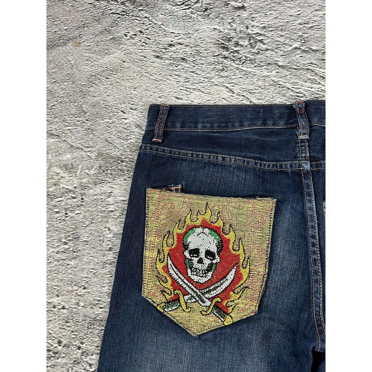 Ed Hardy Christian Audigier vintage jeans big logo pants